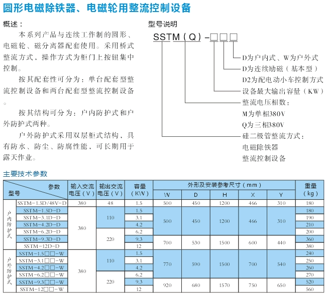 圓形電磁除鐵、電磁輪用整流控制設(shè)備